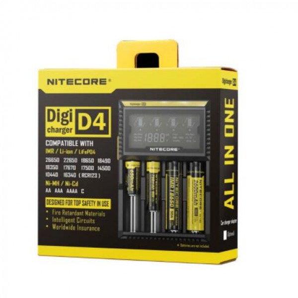 Nitecore D4 4-Slot Digital Battery Charger w/ LCD Display Screen