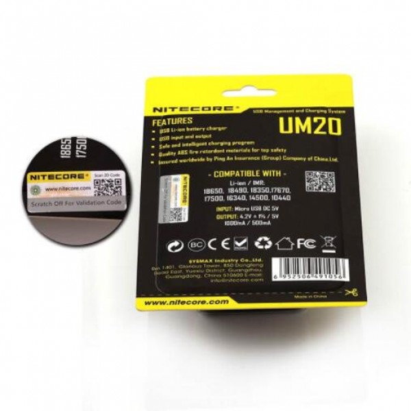Nitecore UM20 Dual Slot Li-ion Battery Charger With Charging Status Display