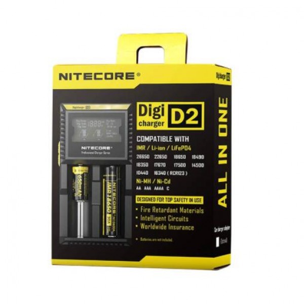 Nitecore D2 2-Slot Digital Battery Charger w/ LCD Display Screen