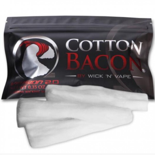 Wick 'N' Vape Cotton Bacon V2.0 for E-Cigarettes (10pc) Made in US